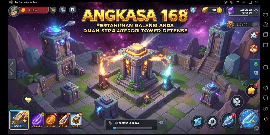 Screenshot menunjukkan aksi menegangkan dalam gameplay Tower Defense.