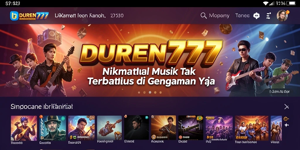 Tampilan utama DUREN777 yang menampilkan gameplay musik yang seru.